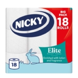 Nicky Elite Scented Toilet Tissue – 18 Rolls of White Toilet Paper 3-ply – £5.32 / £4.76 S&S