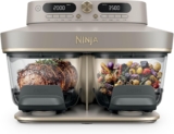 Ninja CRISPi DualZone 2-basket Glass Air Fryer, 8 Cooking Functions, Cook Two Foods at The Same Time, PFAS-Free Glass Containers, Includes Storage Lids, Stone Gold DD103UKSD1