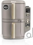 Ninja Double Stack XL Air Fryer, with Digital Cooking Probe, 9.5L Capacity Vertical Dual Drawer Air Fryer, with 4 Cooking Levels, 2 Drawers and 2 Racks, 6 Functions, 8 Portions, Stone Gold SL451UKSD