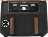 Ninja Foodi MAX Dual Zone Air Fryer, Amazon Exclusive, Tongs, 2 Drawers, 9.5L, 6-in-1, Use No Oil, Air Fry, Max Crisp, Roast, Bake, 8 Portions, Nonstick Dishwasher Safe Baskets, Copper/Black AF400UKCP