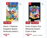 Nintendo Switch Games 2 for £20 Offer (Includes Mario Rabbids, Sonic Origins Plus, Just Dance 2023 & More) 58 Titles