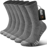 Niorasen 6 Pairs Mens Sports Socks, Combed Cotton Mens Work Socks with Cushioned Bottom, Outdoor Crew Athletic Sock for Hiking, Walking, Running, Cycling