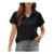 Niwicee Women Short Sleeve Roll-up Cuffed Shirt Black L