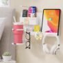 No Drill Extra Wide Floating Wall Shelf, Bedside Organizer for Tablet Phone