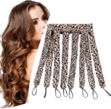 No Heat Hair Curling Band for Long Hair, Satin No-Heat Curling Rod with Adjustable Strap Overnight, No Heat Curling Roller for Women and Girls Waves and Curls (Leopard Colour)