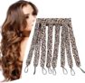 No Heat Hair Curling Band for Long Hair, Satin No-Heat Curling Rod with Adjustable Strap Overnight, No Heat Curling Roller for Women and Girls Waves and Curls (Leopard Colour)