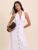 Nobodys Child White Linen-Blend / Brown Halterneck Midi Dress – Size 4-18
