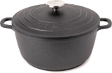 Non-Stick Aluminium Pot with Lid Sturdy Deep Dutch Oven Casserole Pot with Ergonomic Handles 4L, 24cm Oven Safe Cooking Pot by Nuovva