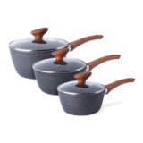 Non-Stick Saucepan Set, Induction, Marble 3pc (16/18/20cm) Nuovva