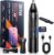 Nose Hair Trimmer for Men and Women 3-in-1, Rechargeable & Painless Dual-Edge Blades Nose Trimmer, Ear & Eyebrow & Sideburn & Facial Hair Removal Kit with IPX7, 120 Min Runtime, LED Display, Black USB