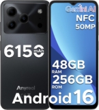 Note 56 Plus Mobile Phone Android 16 Smartphone, 48GB 256GB/2TB, 50MP Camera, 6150mAh & 6.56 HD 90Hz Display, Octa-Core 4G Dual Sim Free Unlocked Phones, Face ID/Fingerprint/NFC/OTG Black