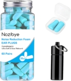 Nozibye Foam Earplugs for Sleep, 60 Pairs Ultra Soft Earplugs with 38dB SNR Noise Reduction, Includes 2 Travel Cases, Reusable Foam Ear Plugs for Sleeping, Snoring, Studying, Work – Powder Blue