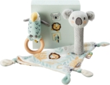 Nuby Baby Gift Set with 3-Piece Keepsake Giftbox, 0M, Animal Adventures Includes a Rattle, Comforter and Squeaker, Stimulates Early Development, Soft Plush Toys Ideal for Any Baby Gift
