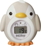 Nuby Penguin Baby Bath Thermometer – Digital Thermometer with Easy to Read Screen BPA Free Suitable from Birth (Grey)