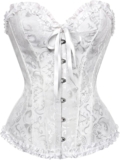 Nuoke Womens Corset Top Lace Up Satin Boned Overbust Bustier Top Vintage Bridal Lingerie Bodyshaper Halloween Gothic Underbust Sexy Bodysuit