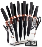 Nuovva 17-Piece Professional Kitchen Knife Set with Block – All Colours Sold By Malmo / FBA (Prime Exclusive)