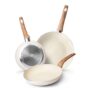 Nuovva Induction Pan Set 3pc Nonstick Cream Granite 20/24/28cm