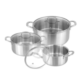 Nuovva Stainless Steel Casserole Set with 3 Pots and Lids