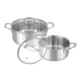 Nuovva Stainless Steel Casserole Set with Glass Lids, 20/24cm