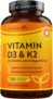 Nutravita Vitamin D3 3000iu & K2 100ug (MK7) 120 Vitamin D3 K2 Vegetarian Capsules Supports Normal Bones, Muscles, Teeth and Immune System Cholecalciferol & Menaquinone-7