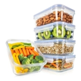 NutriChef 5-Pack 1L Glass Food Containers with Lids Blue