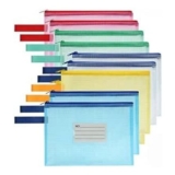 OFFCUP A5 Plastic Zipper Wallets with Label Pocket, 10pcs