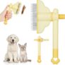 OFFCUP Pet Hair Comb, Cat and Dog Flea Comb, Stainless Steel Long and Short Teeth, Rotatable Combs Head, Self-Cleaning Design, Suitable for Pet Grooming and Hair Removal (Yellow)