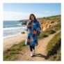 OHS Adults Water Resistant Camo Sherpa Drying Robe – Blue/Orange
