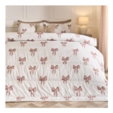 OHS Bow Print Coverless 10.5 Tog Duvet Set – Ivory, King