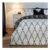 OHS Bow Ribbon Print Reversible Duvet Cover Set – Monochrome