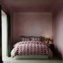 OHS Double Duvet Set, Gifts for Women Super Soft Cosy Warm Microfibre Polyester Checkerboard Piped Edge Double Bedding Luxurious Comfy Quilt Cover Set with Pillowcases, Burgundy/Pink