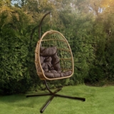 OHS Hanging Egg Chair, Rattan Swing Chair Wicker Hammock with Stand – sold and delivered by OnlineHomeShop