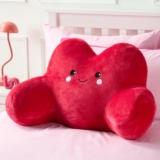 OHS Heart Cuddle Cushion for Adults, Valentines Gifts Comfy Reading Pillows Super Soft Teddy Fleece Kids Cushions with Arms Back Cushion Snuggle Hug Pillow Relaxing at Home, Red – 73 x 49 x 38cm