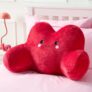 OHS Heart Cuddle Cushion for Adults, Valentines Gifts Comfy Reading Pillows Super Soft Teddy Fleece Kids Cushions with Arms Back Cushion Snuggle Hug Pillow Relaxing at Home, Red – 73 x 49 x 38cm