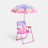 OHS Kids Camping Chair Unicorn, Kids Beach Chair with Umbrella Lightweight Comfy Steel Frame Folding Childrens Camping Chairs Perfect for Camping Trips Beach Garden, Pink