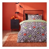 OHS Kids Halloween Sticker Print Duvet Cover Set, Monochrome, Single