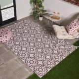 OHS Outdoor Rugs for Garden Tile Print, Weather Waterproof Reversible Garden Rug Foldable Outdoor Carpet Non Slip