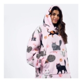OHS Pet Prints Hoodie Blanket – Pink, Sherpa Lined