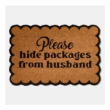 OHS Please Hide Packages Print Coir Mat – Brown/Black