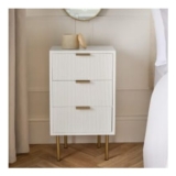 OHS Ribbed 3-Drawer Bedside Table – White