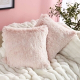 OHS Two Tone Fluffy Cushion Covers, 2 Pack – Blush