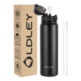 OLDLEY Stainless Steel Water Bottle with Straw 1L