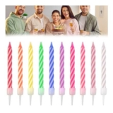 OLRWSLG 70 Spiral Birthday Candles with Holders, 10 Colors