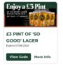 ONeills bars, pint Meantime So Good lager with app/website, newexisting users