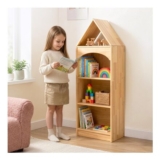 OOOK Rubber Wood 4-Tier Corner Toy Storage Shelf