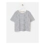 ORGANIC COTTON White & Navy Blue Striped Ruffle T-Shirt