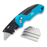 OX TOOLS P224301 Pro Heavy Duty Fixed Blade Folding Knife, Blue / Black Folding design