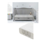 Obaby Stamford Sleigh Luxe Cot Bed and Pocket Sprung Mattress – Warm Grey