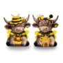 Obasyhig 2-Piece Set Bee-Themed Highland Cattle Figurines