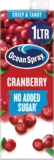 Ocean Spray Classic Cranberry Juice Drink – 1L – No Added Sugar – Natural Sweetened Fruit Juice – No Artificial Colours or Flavours – Low Calorie Drink